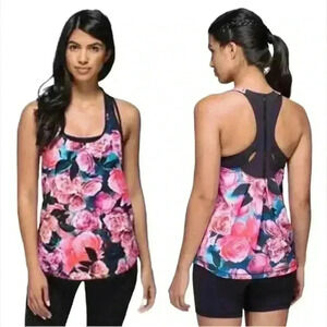 LULULEMON Lightened Up Racerback Singlet Tank in Secret Garden Pink Floral